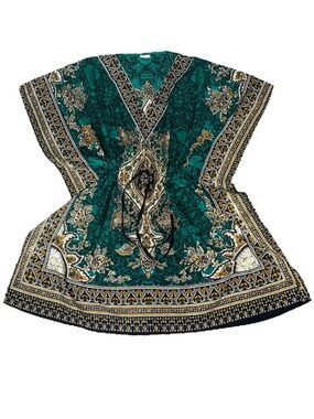 Women’s Caftan, One Size, Green/Gold/Black